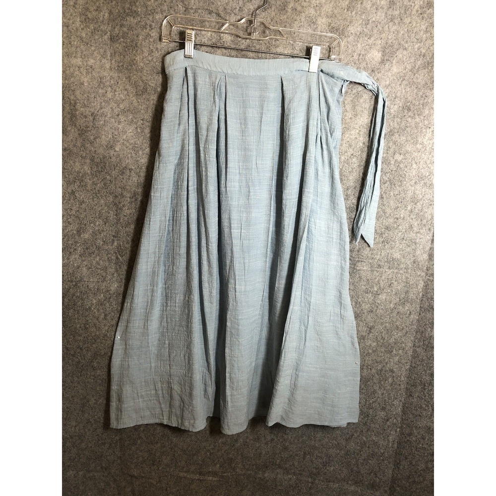 Vintage En Creme Skirt Womens Large‎ Blue Lined Coastal Classic Side Tie